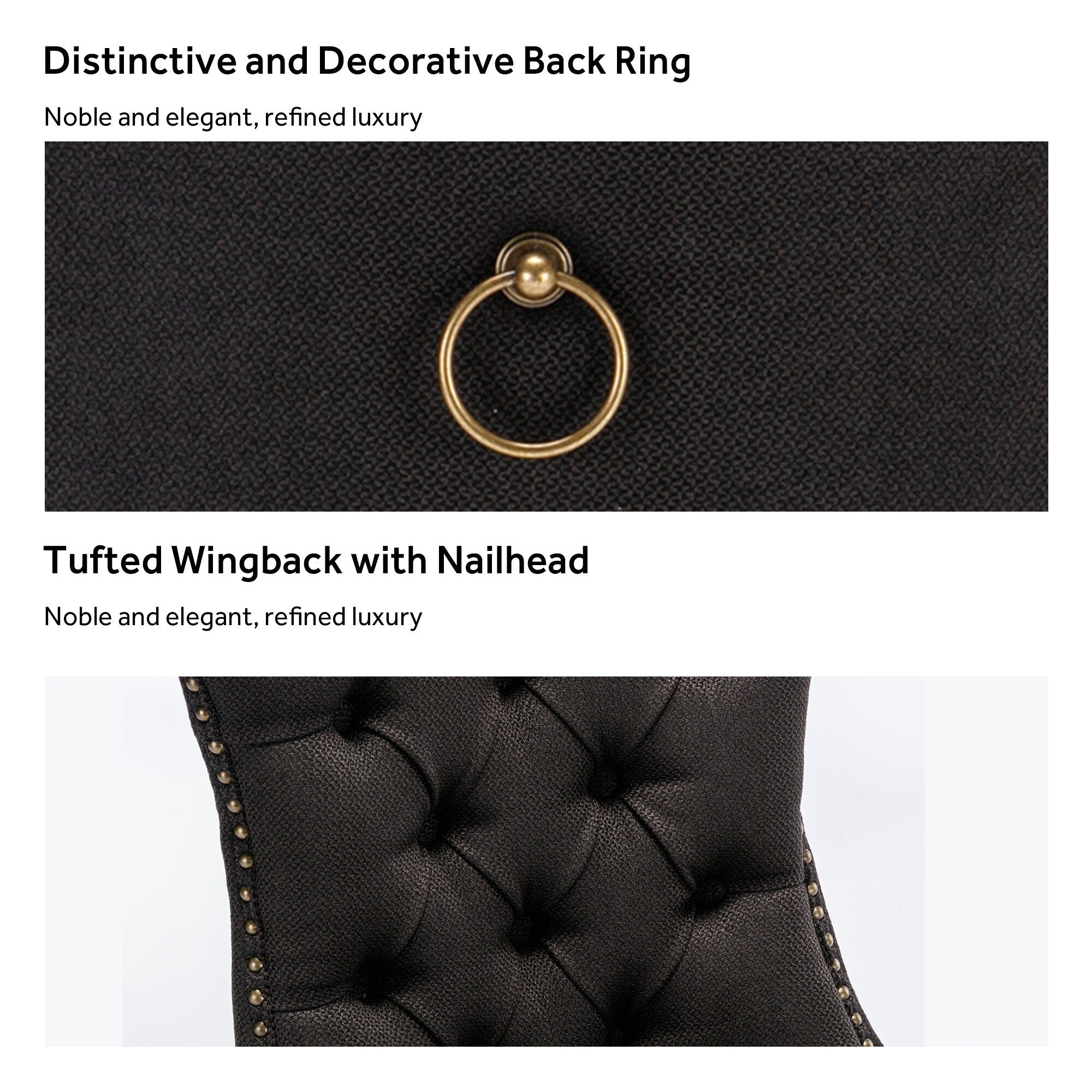 Lot de 6 chaises de salle à manger en velours capitonné avec pieds en bois massif.