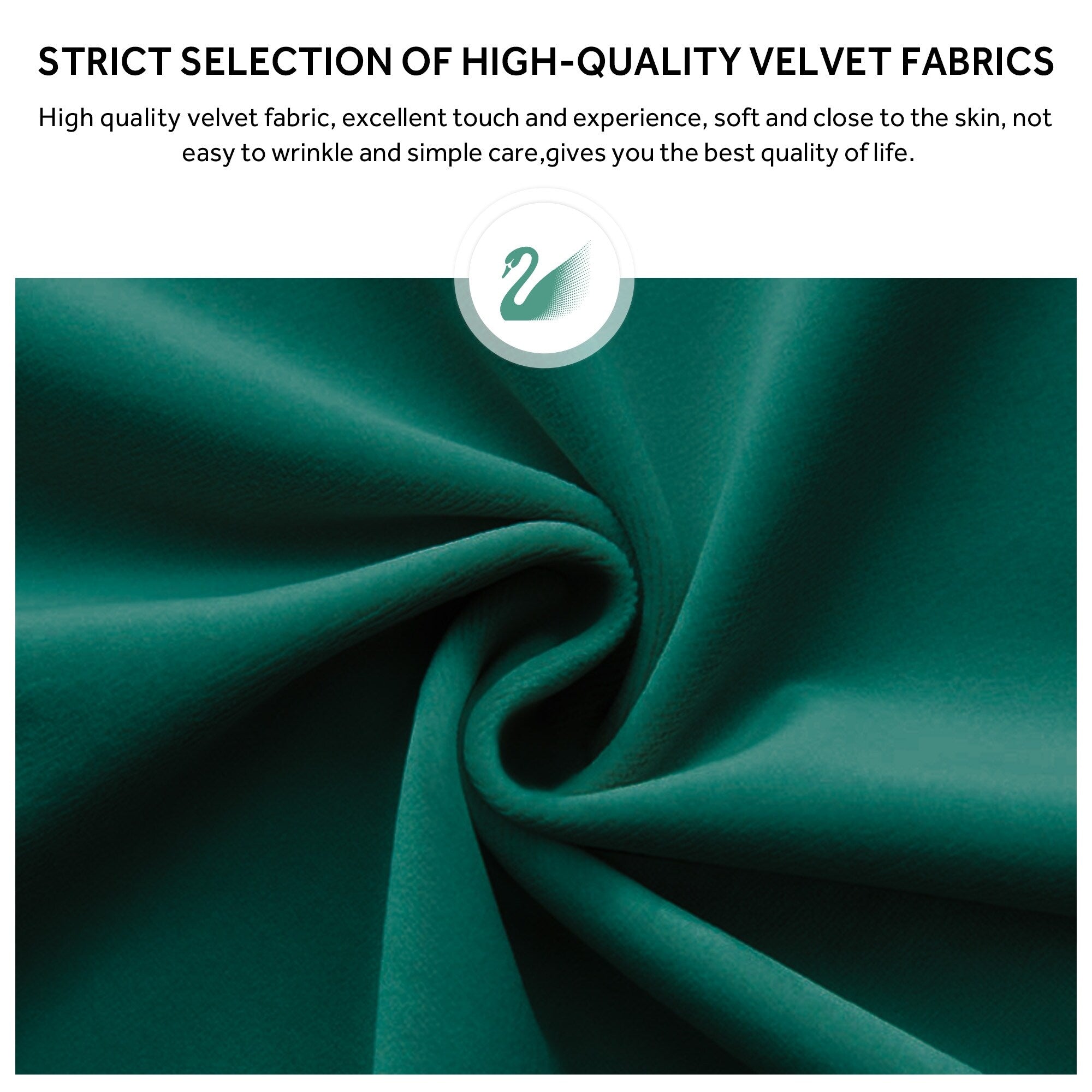 Lot de 6 chaises de salle à manger en velours capitonné avec pieds en bois massif.