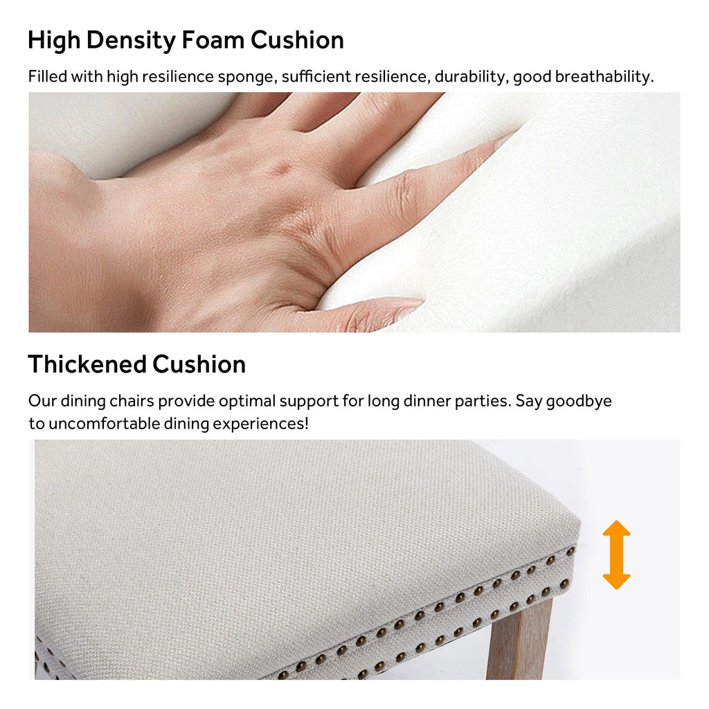 Lot de 6 chaises de salle à manger en velours capitonné avec pieds en bois massif.