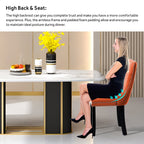 Lot de 6 chaises de salle à manger en velours capitonné avec pieds en bois massif.