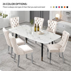 Lot de 6 chaises de salle à manger en velours capitonné avec pieds en bois massif.