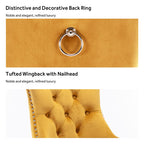 Lot de 6 chaises de salle à manger en velours capitonné avec pieds en bois massif.