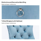 Lot de 6 chaises de salle à manger en velours capitonné avec pieds en bois massif.