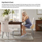 Lot de 6 chaises de salle à manger en velours capitonné avec pieds en bois massif.