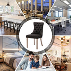 Lot de 6 chaises de salle à manger en velours capitonné avec pieds en bois massif.