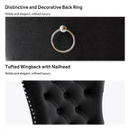 Lot de 6 chaises de salle à manger en velours capitonné avec pieds en bois massif.