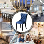 Lot de 6 chaises de salle à manger en velours capitonné avec pieds en bois massif.