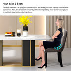 Lot de 6 chaises de salle à manger en velours capitonné avec pieds en bois massif.