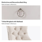 Lot de 6 chaises de salle à manger en velours capitonné avec pieds en bois massif.