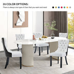 Lot de 6 chaises de salle à manger en velours capitonné avec pieds en bois massif.