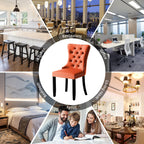 Lot de 6 chaises de salle à manger en velours capitonné avec pieds en bois massif.