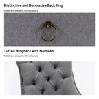 Lot de 6 chaises de salle à manger en velours capitonné avec pieds en bois massif.