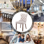 Lot de 6 chaises de salle à manger en velours capitonné avec pieds en bois massif.