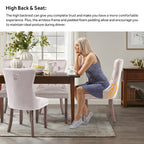 Lot de 6 chaises de salle à manger en velours capitonné avec pieds en bois massif.