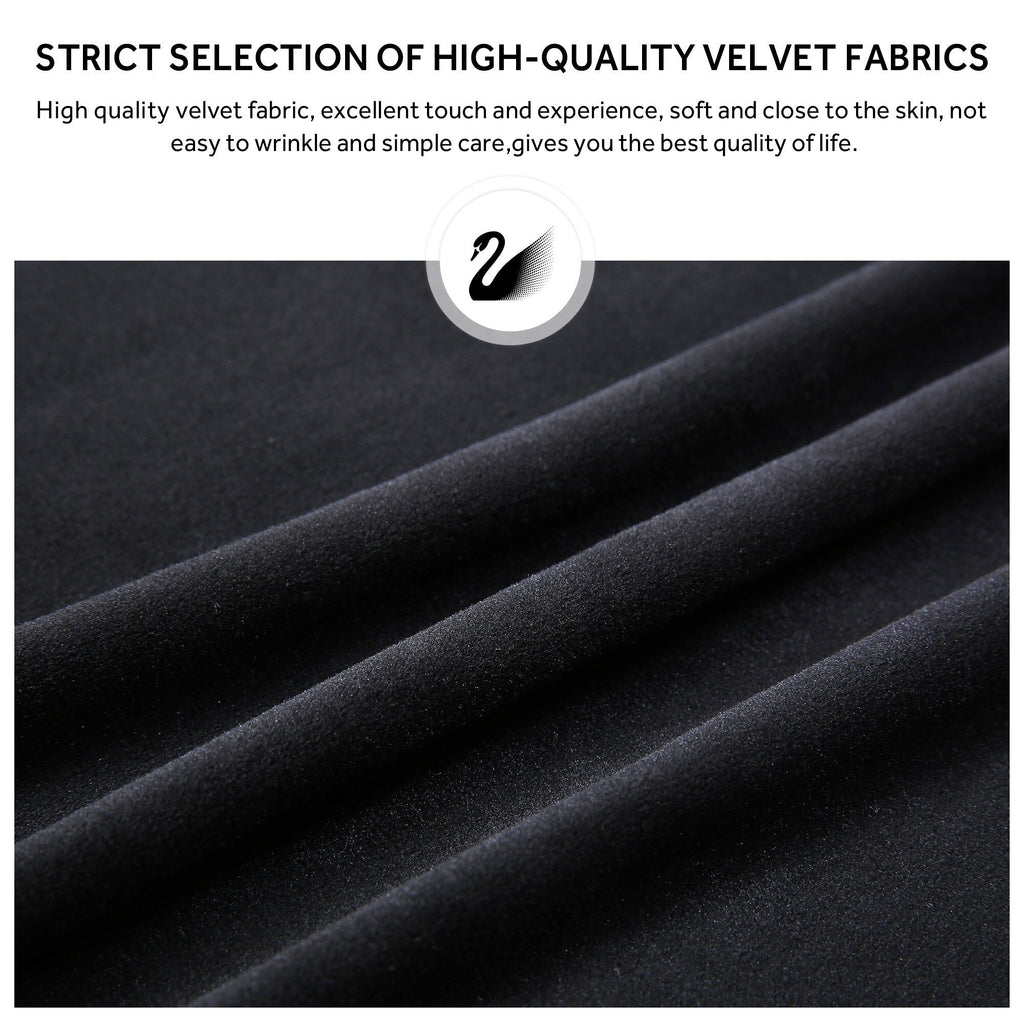 Lot de 6 chaises de salle à manger en velours capitonné avec pieds en bois massif.