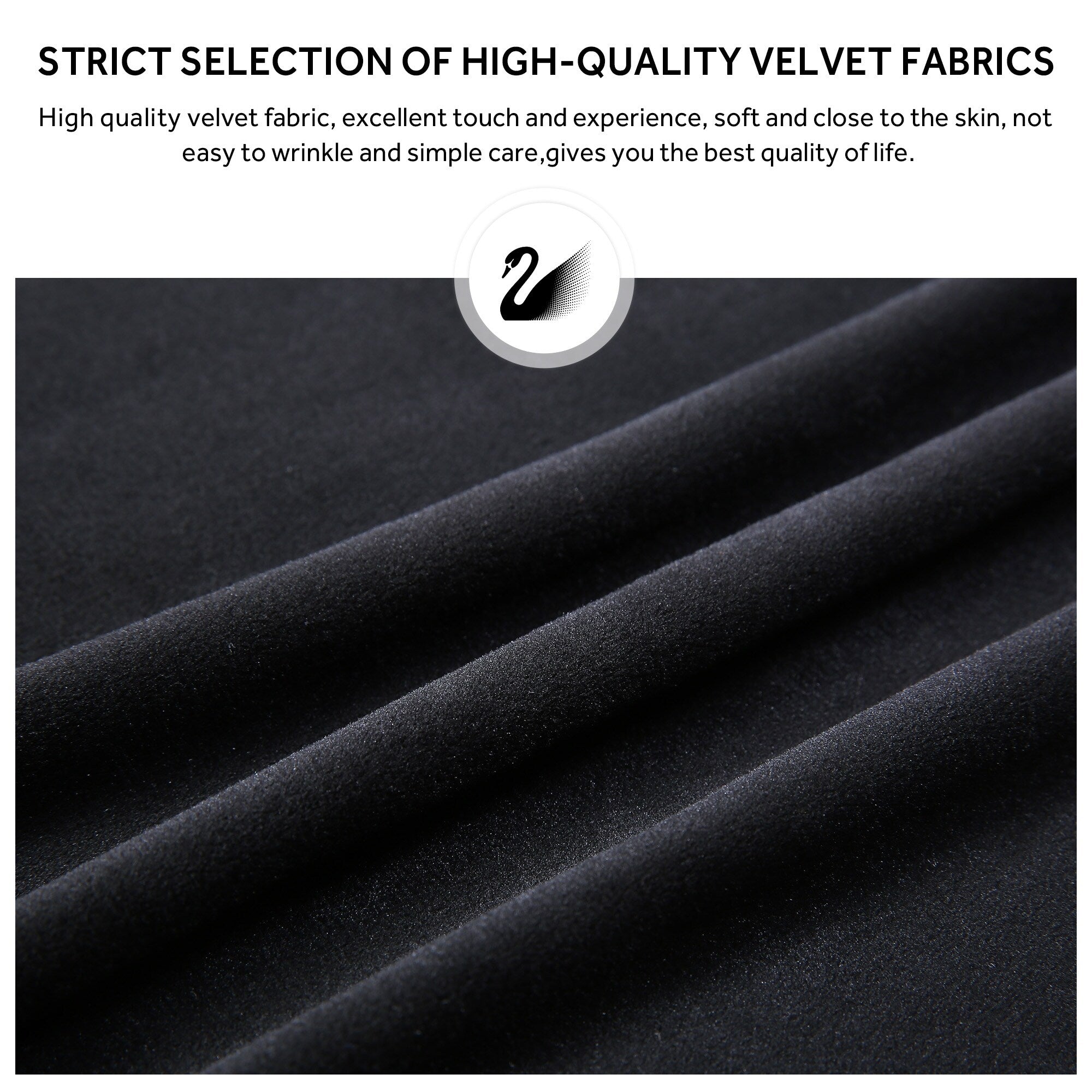 Lot de 6 chaises de salle à manger en velours capitonné avec pieds en bois massif.