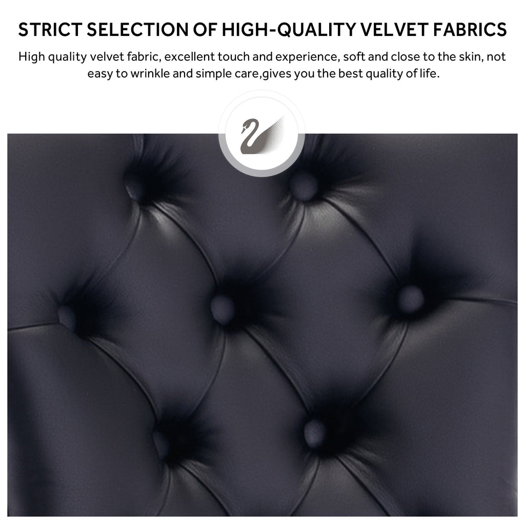 Lot de 6 chaises de salle à manger en velours capitonné avec pieds en bois massif.