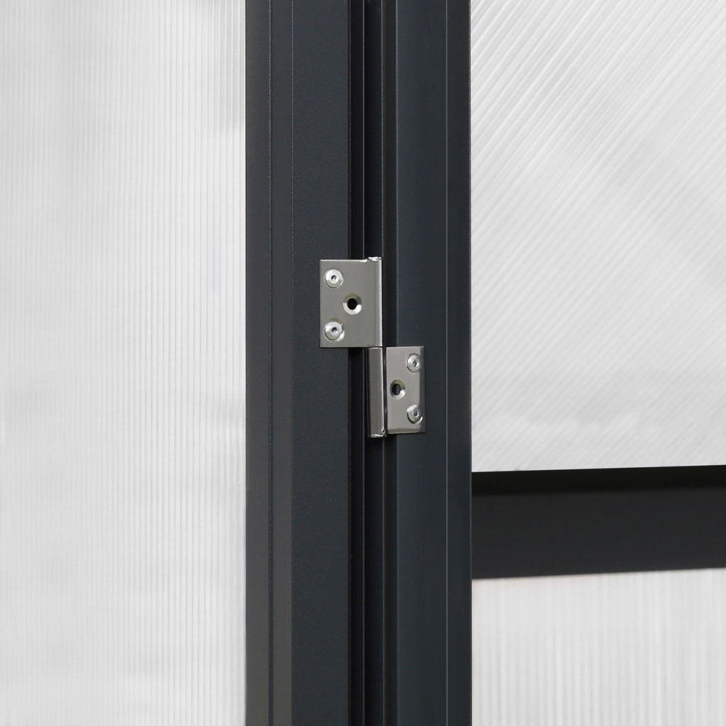 VEIKOUS Kit de serre de jardin en aluminium avec porte verrouillable et fenêtre de toit réglable, gris.