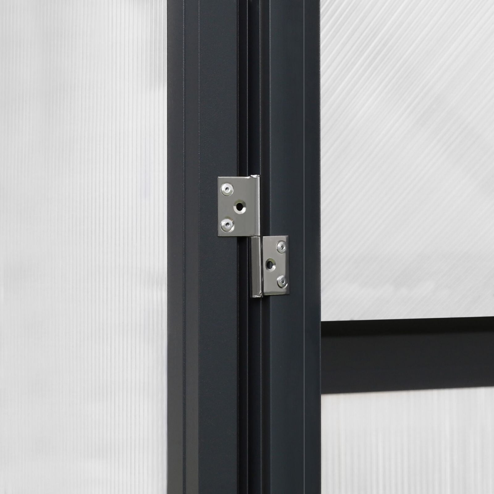 VEIKOUS Kit de serre de jardin en aluminium avec porte verrouillable et fenêtre de toit réglable, gris.