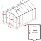 VEIKOUS Kit de serre de jardin en aluminium avec porte verrouillable et fenêtre de toit réglable, gris.