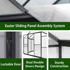 VEIKOUS Kit de serre de jardin en aluminium avec porte verrouillable et fenêtre de toit réglable, gris.