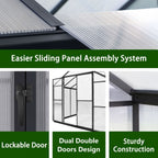 VEIKOUS Kit de serre de jardin en aluminium avec porte verrouillable et fenêtre de toit réglable, gris.