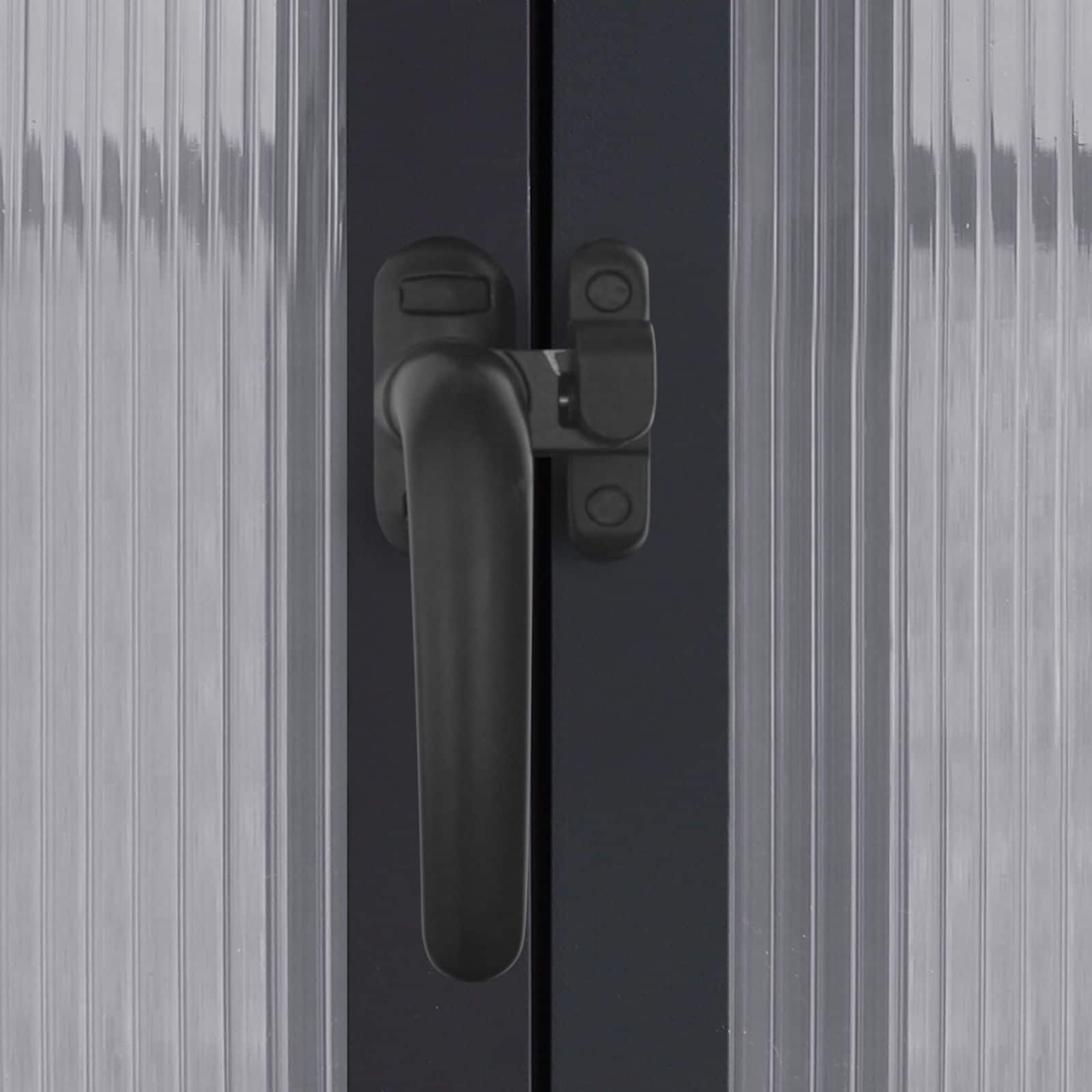 VEIKOUS Kit de serre de jardin en aluminium avec porte verrouillable et fenêtre de toit réglable, gris.