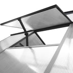 VEIKOUS Kit de serre de jardin en aluminium avec porte verrouillable et fenêtre de toit réglable, gris.