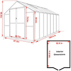 VEIKOUS Kit de serre de jardin en aluminium avec porte verrouillable et fenêtre de toit réglable, gris.