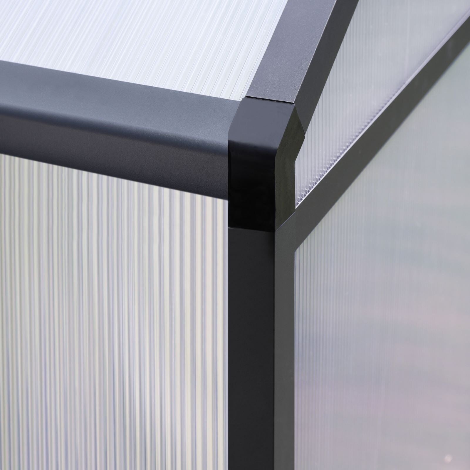 VEIKOUS Kit de serre de jardin en aluminium avec porte verrouillable et fenêtre de toit réglable, gris.