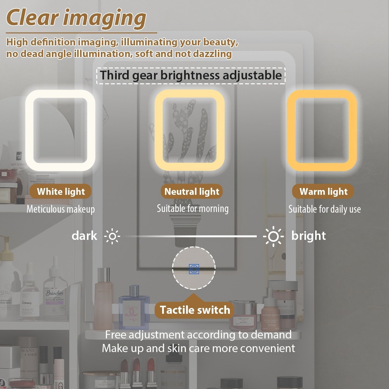 Coiffeuse avec miroir et lampe, table de maquillage et de coiffure avec tabouret.
