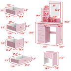 Coiffeuse avec miroir et lampe, table de maquillage et de coiffure avec tabouret.