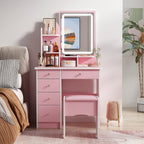 Coiffeuse avec miroir et lampe, table de maquillage et de coiffure avec tabouret.