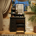 Coiffeuse avec miroir et lampe, table de maquillage et de coiffure avec tabouret.