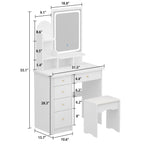 Coiffeuse avec miroir et lampe, table de maquillage et de coiffure avec tabouret.