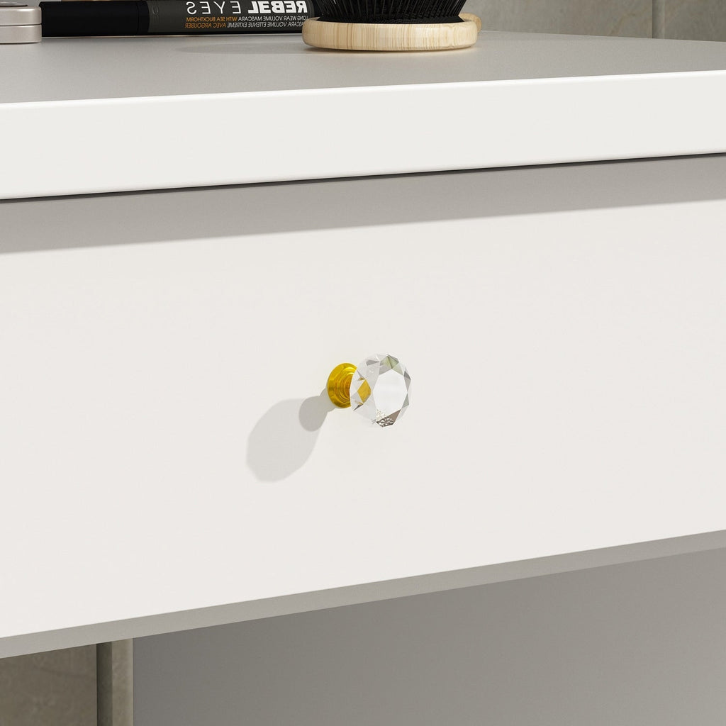 Coiffeuse avec miroir et lampe, table de maquillage et de coiffure avec tabouret.