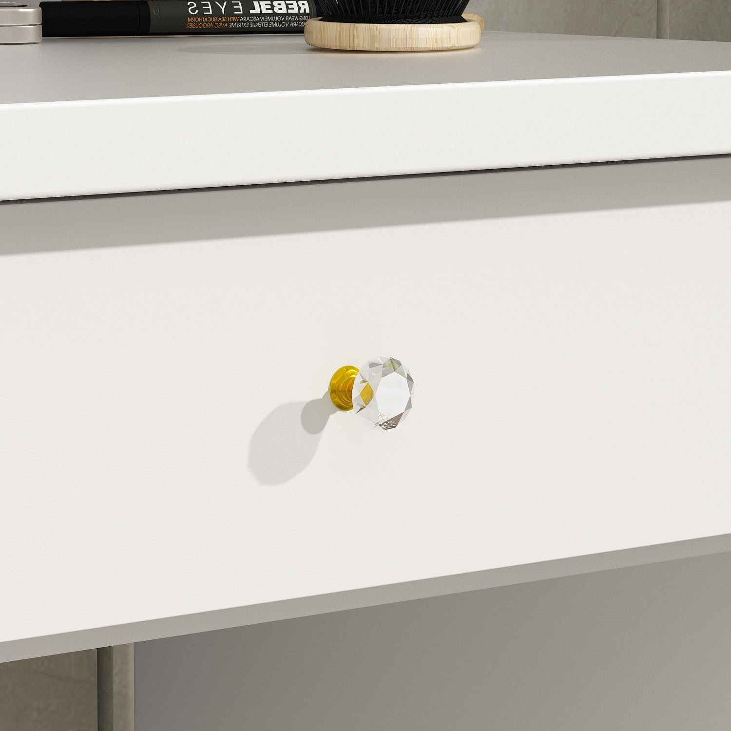 Coiffeuse avec miroir et lampe, table de maquillage et de coiffure avec tabouret.