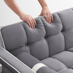 Canapé-lit convertible 2 places en velours de 140 cm avec lit gigogne, dossier inclinable, poches latérales et support pour téléphone