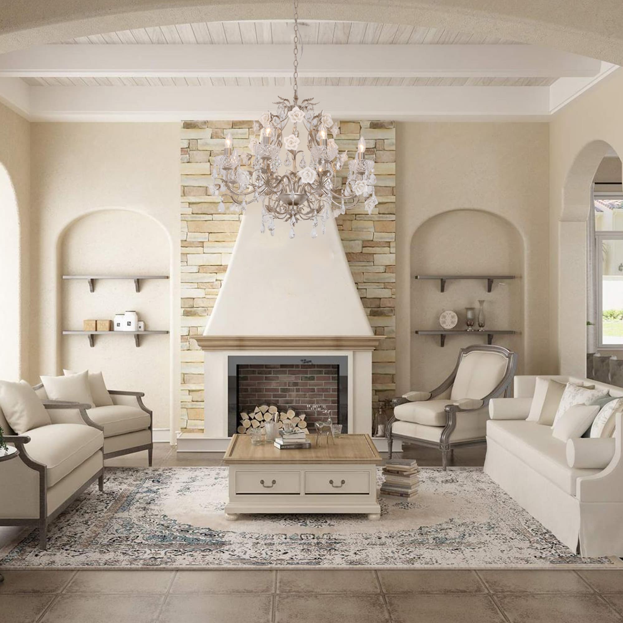 Magnifique et élégant lustre vintage en cristal rose Palace.