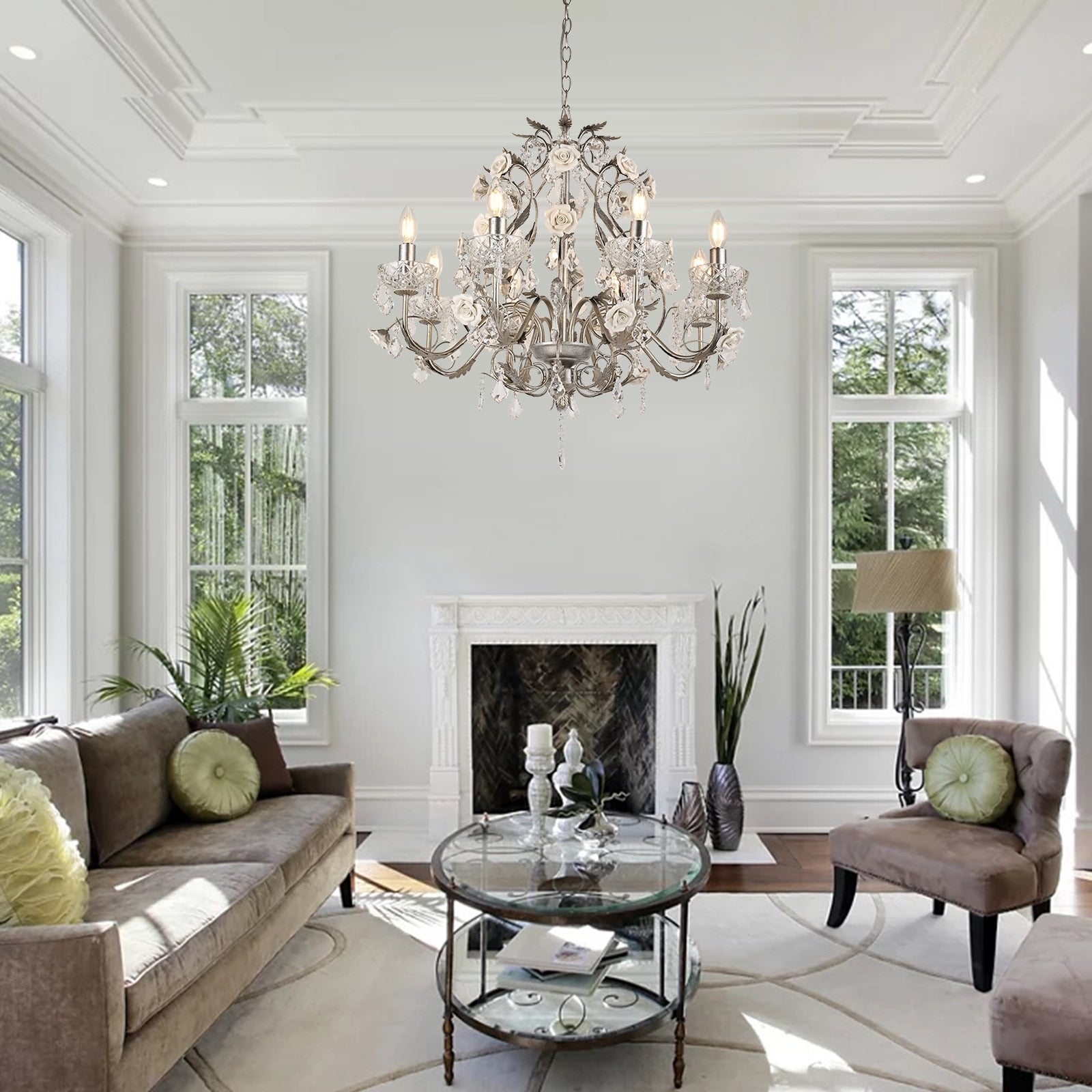 Magnifique et élégant lustre vintage en cristal rose Palace.