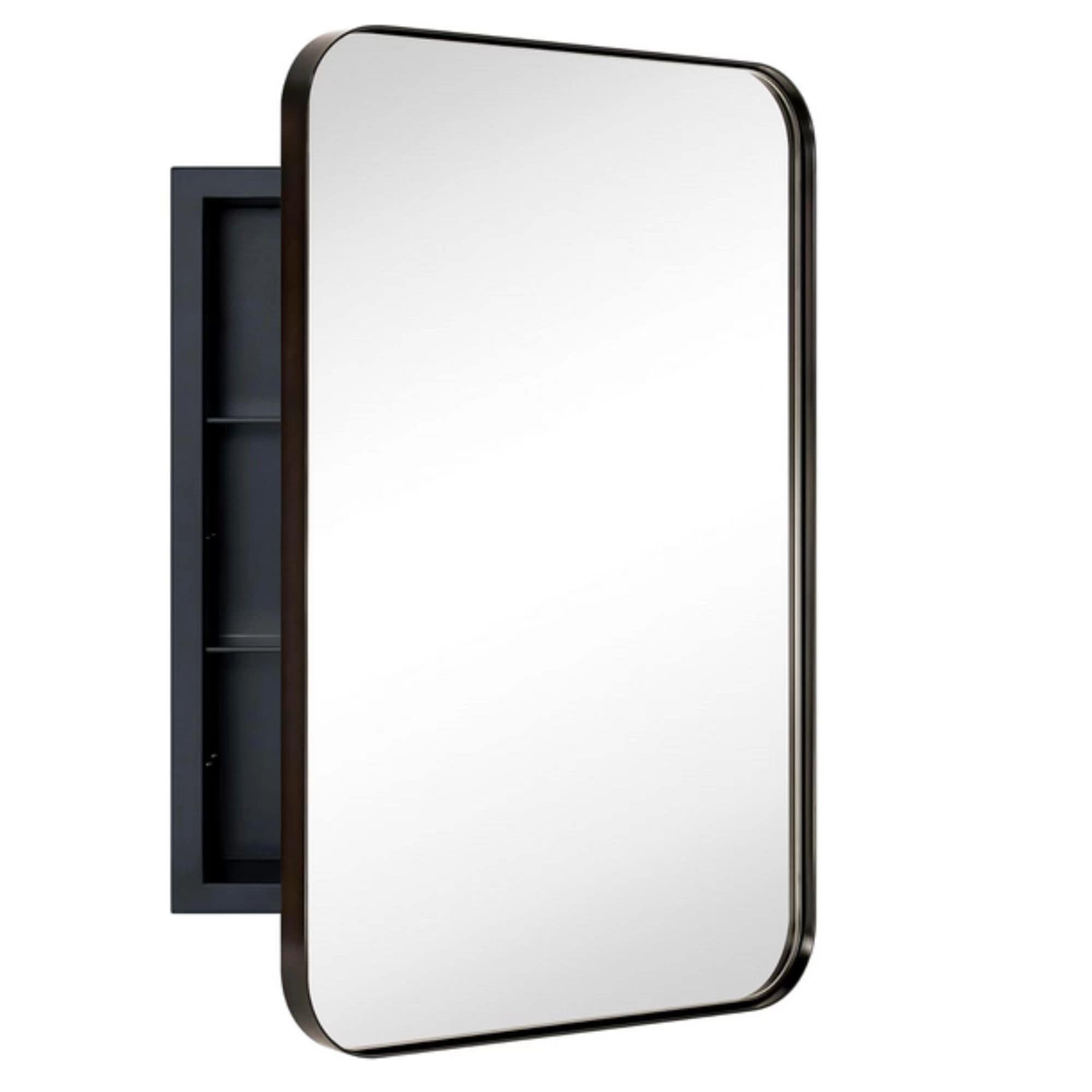 TEHOME WH Armoire à pharmacie encastrée avec cadre, miroir et étagères réglables