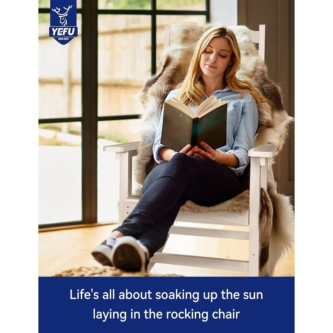 WINSOON Chaise à bascule d'extérieur, résistante aux intempéries, lot de 2