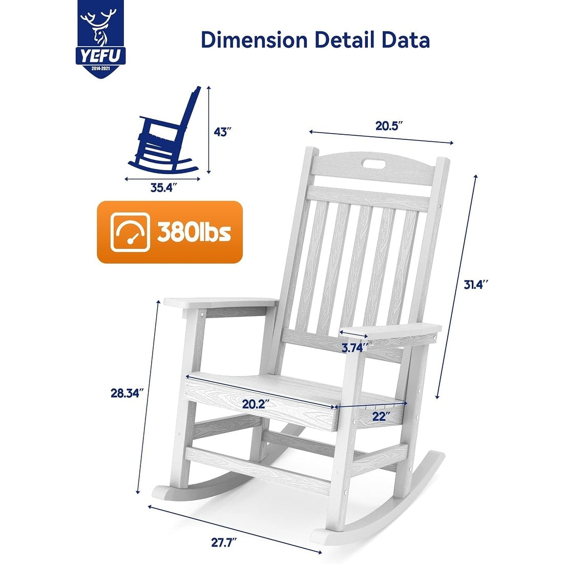 WINSOON Chaise à bascule d'extérieur, résistante aux intempéries, lot de 2