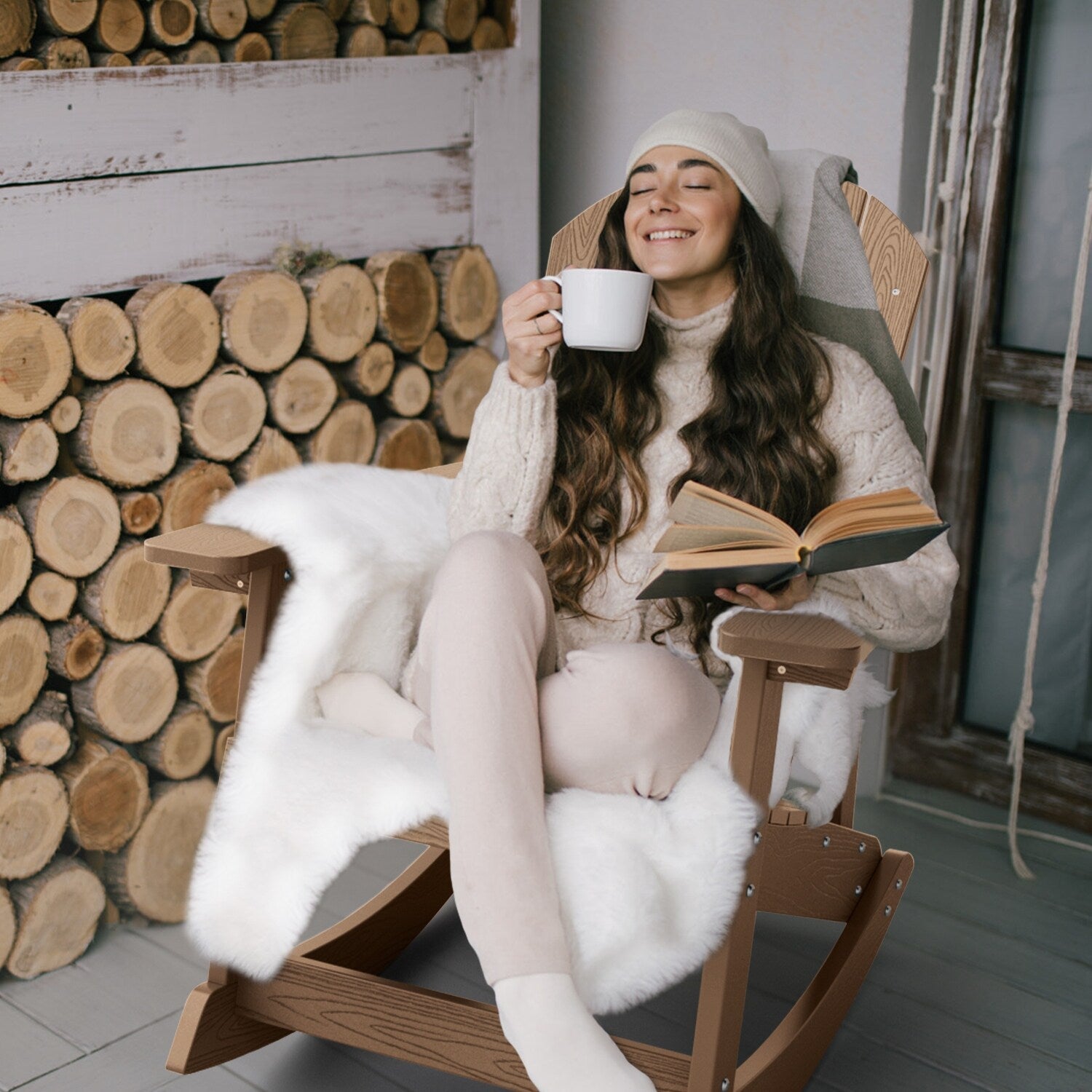 WINSOON Chaise à bascule d'extérieur, résistante aux intempéries, lot de 2