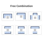 Ensemble de canapé d'extérieur modulable en osier et acier avec coussins, 7 pièces