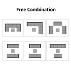 Ensemble de canapé d'extérieur modulable en osier et acier avec coussins, 7 pièces