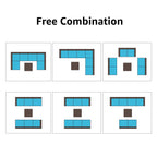 Ensemble de canapé d'extérieur modulable en osier et acier avec coussins, 7 pièces