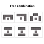 Ensemble de canapé d'extérieur modulable en osier et acier avec coussins, 7 pièces