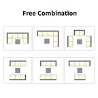 Ensemble de canapé d'extérieur modulable en osier et acier avec coussins, 7 pièces