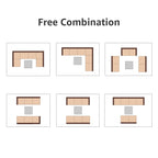 Ensemble de canapé d'extérieur modulable en osier et acier avec coussins, 7 pièces